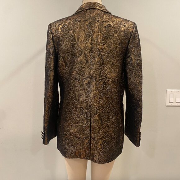 Sandro Textured Jacquard Gold and Black Blazer (Size 38 / Med) - Picture 7 of 8